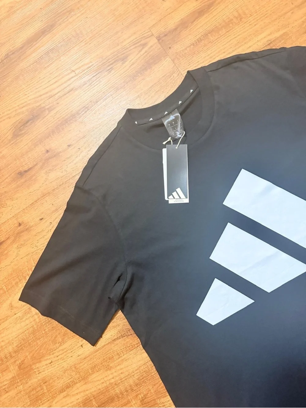 adidas Black Short-Sleeve Tee with Large Gray Logo